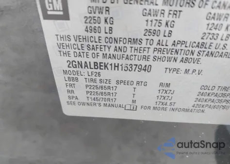 2017 Chevrolet Equinox Ls from USA, damaged, VIN 2GNALBEK1H1537940